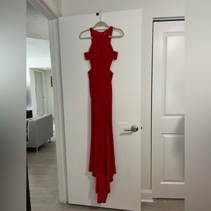 Red dress with cut outs